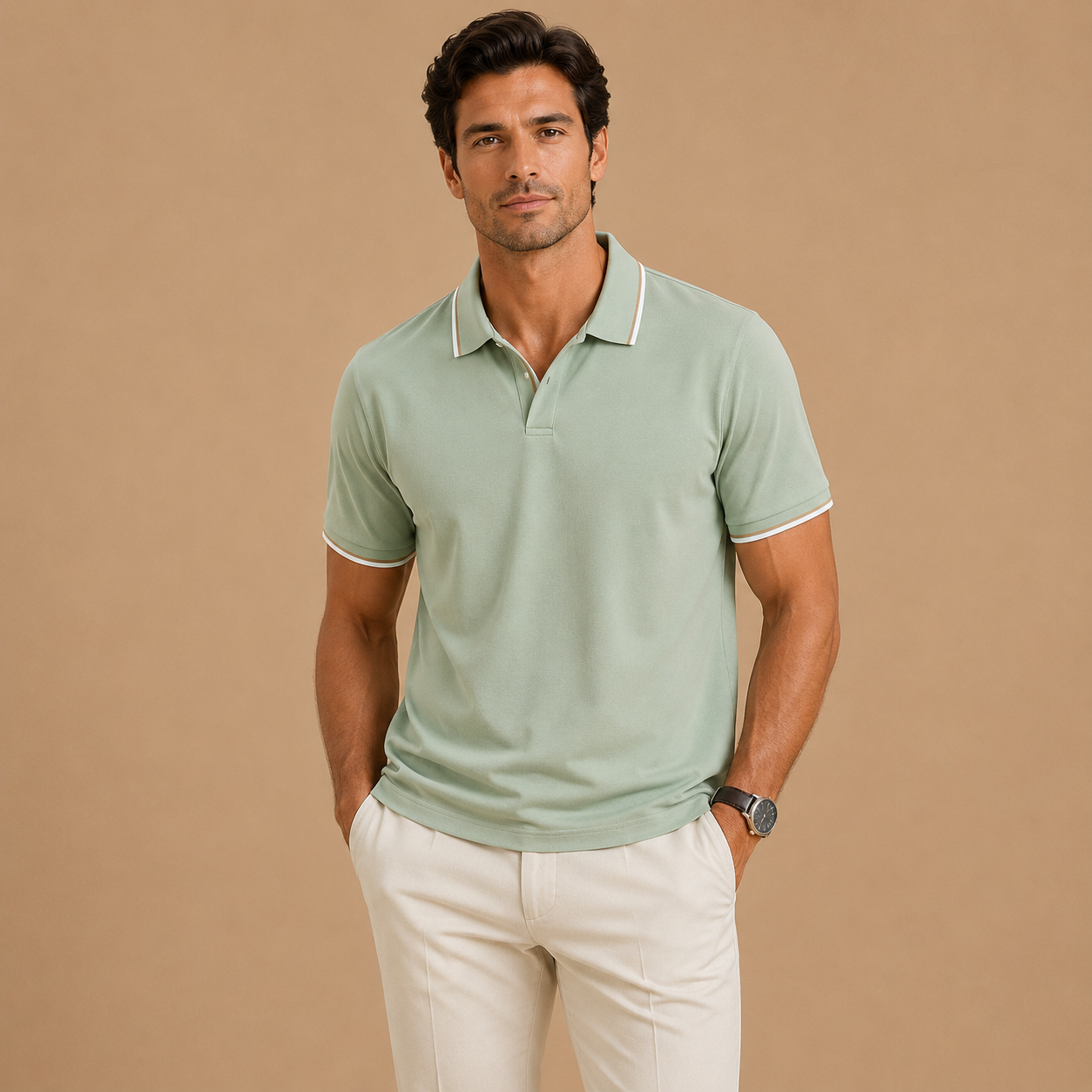 Leo|Silk buttonless porto polo