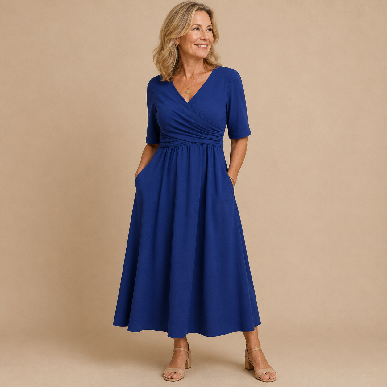 Fern | Crossover Dress with Short Sleeves.