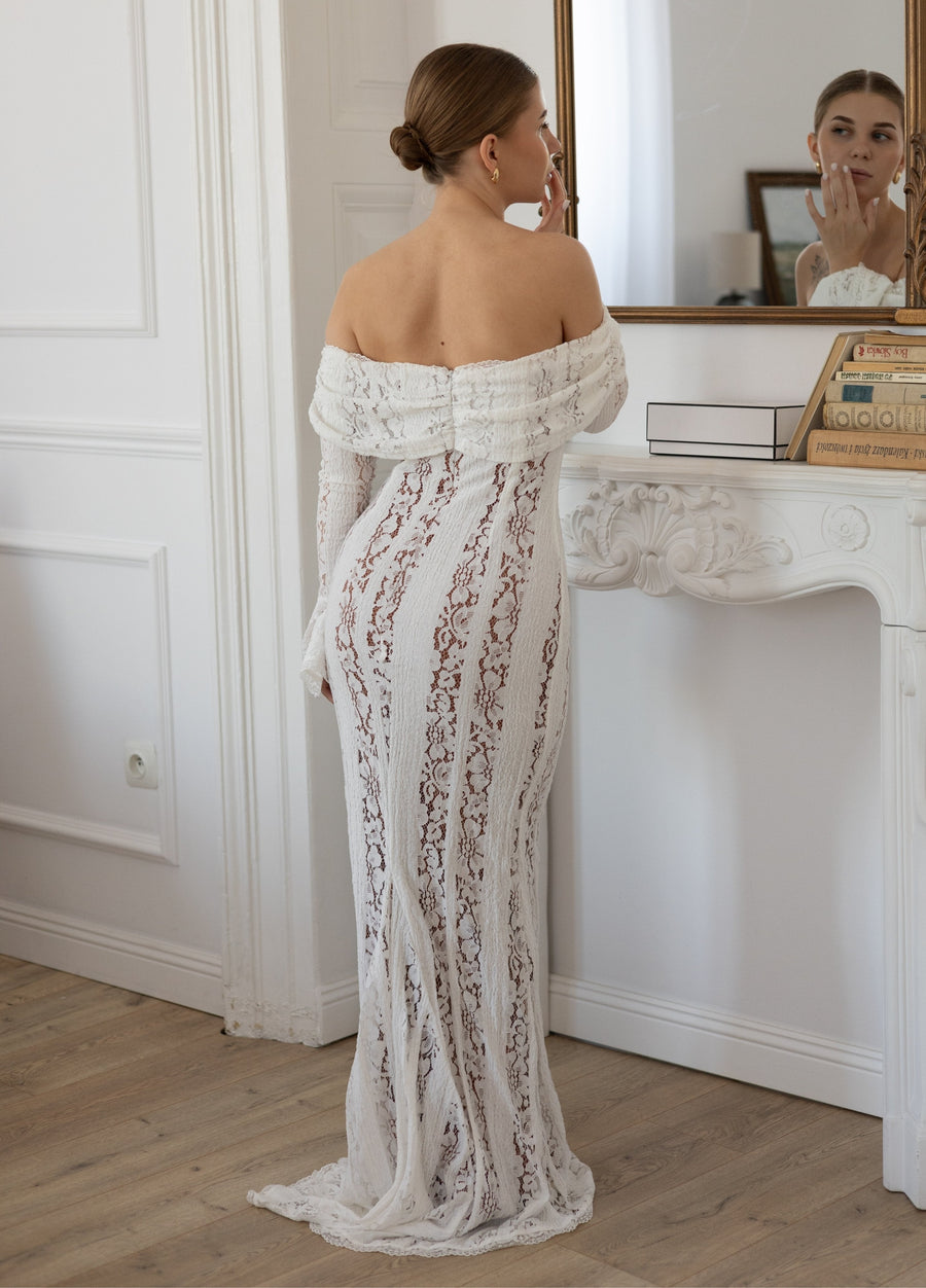 Zorah | Lace Maxi Dress – White