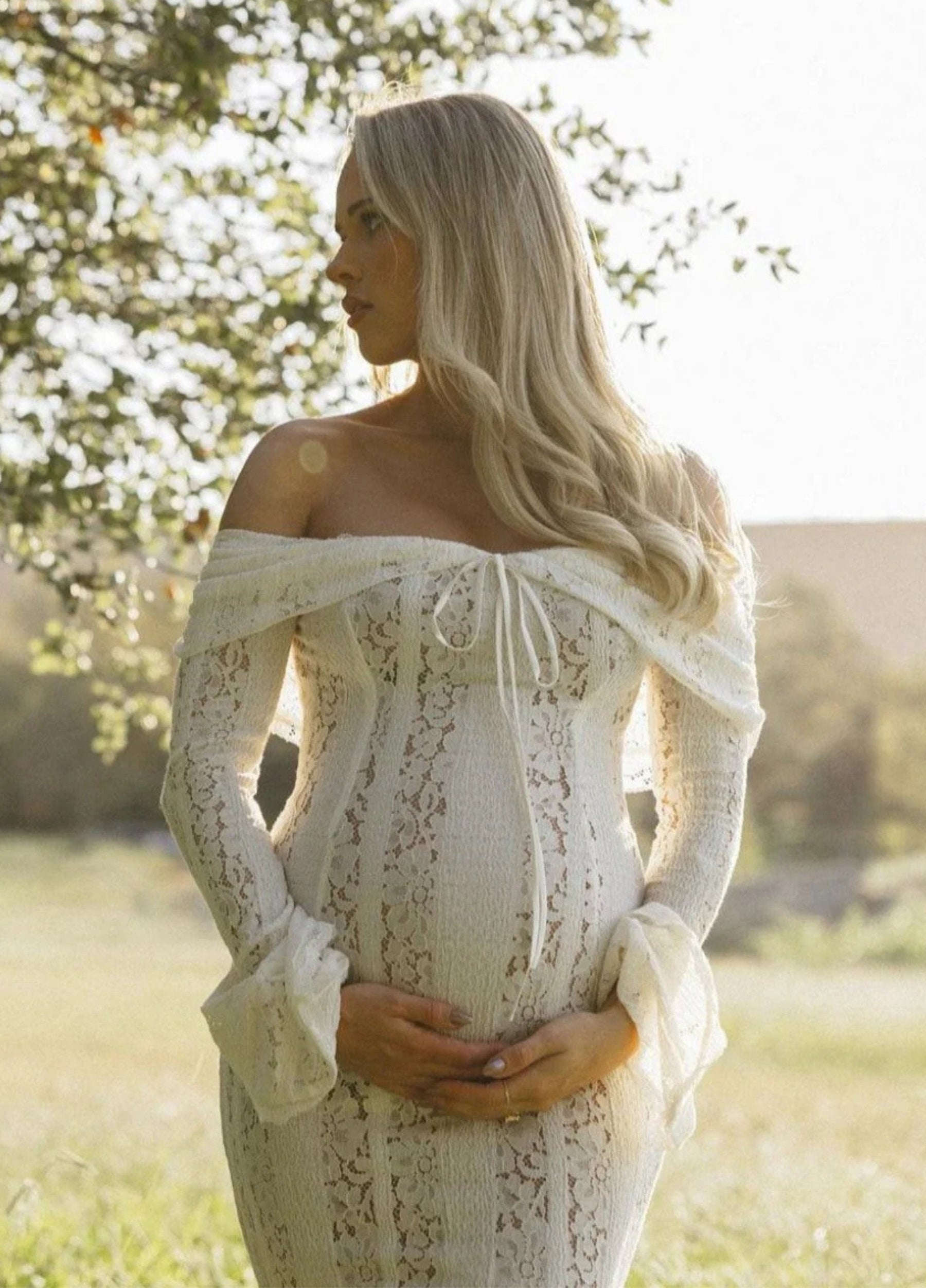 Zorah | Lace Maxi Dress – White