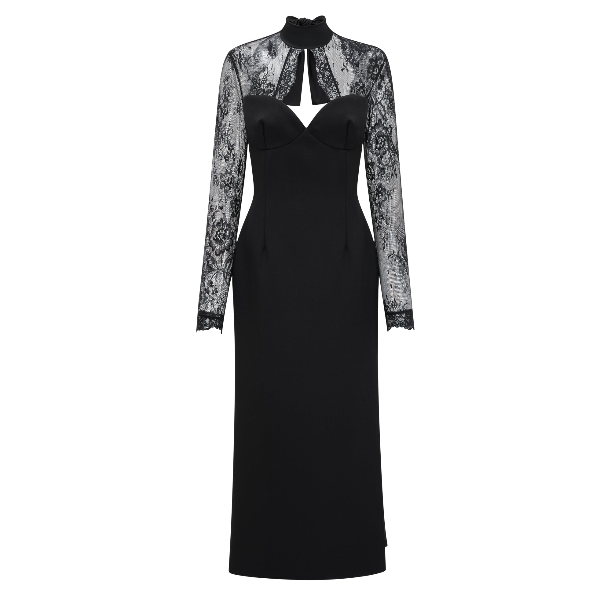 Lorelai | Lace Panel Maxi Dress – Black