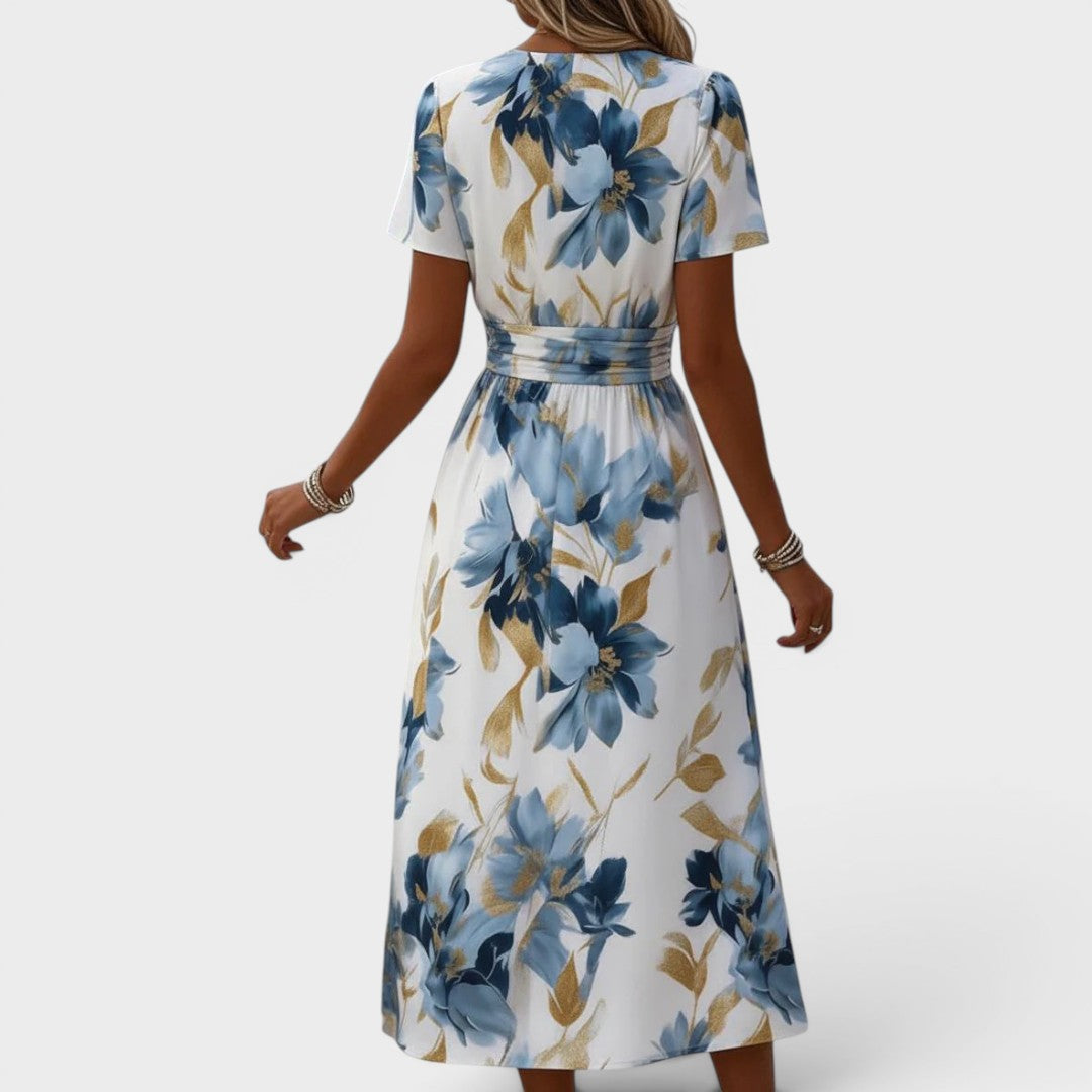 Ava™ | Floral Wrap Waist Midi Dress