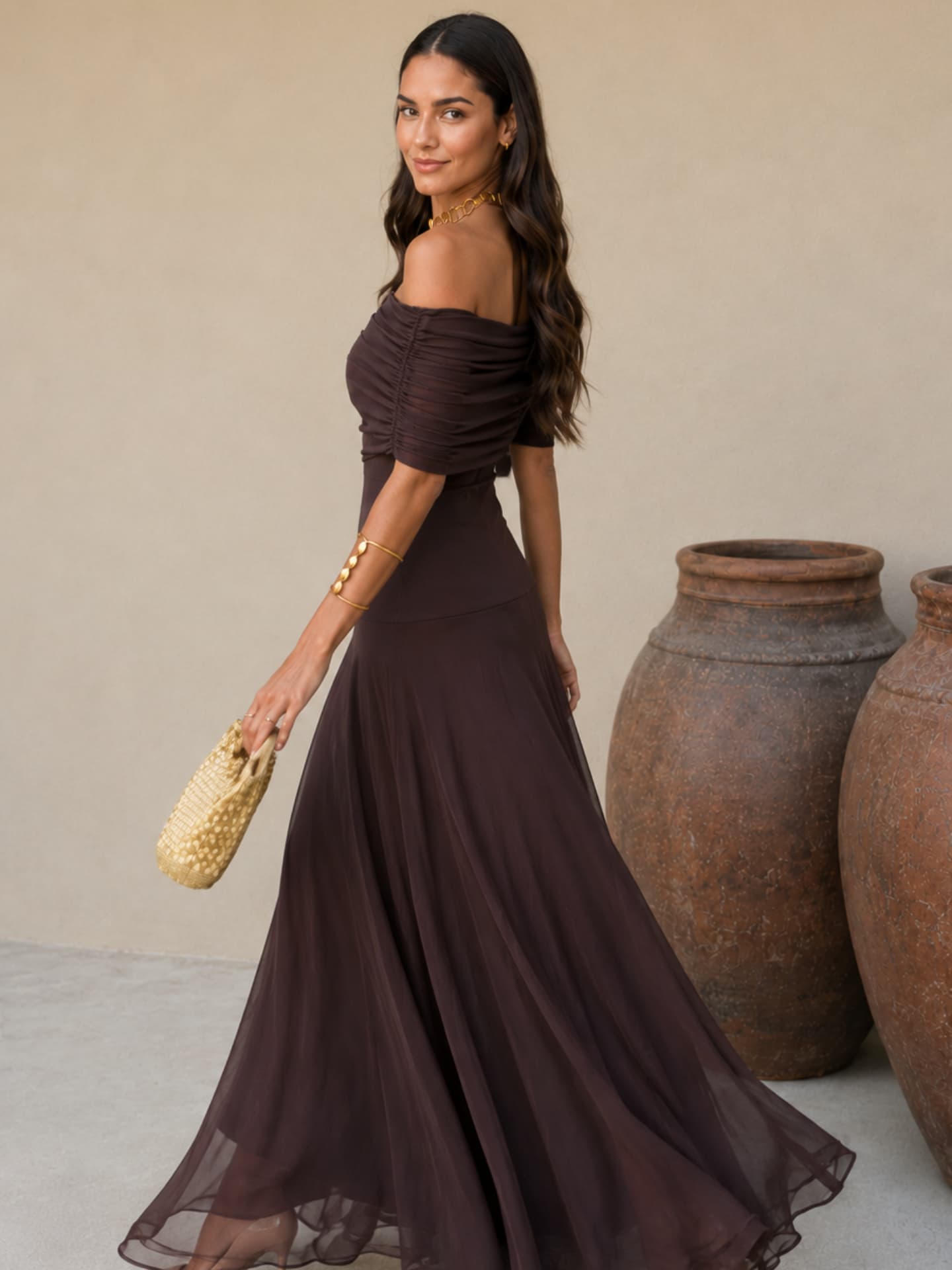 Toledo dress in brown