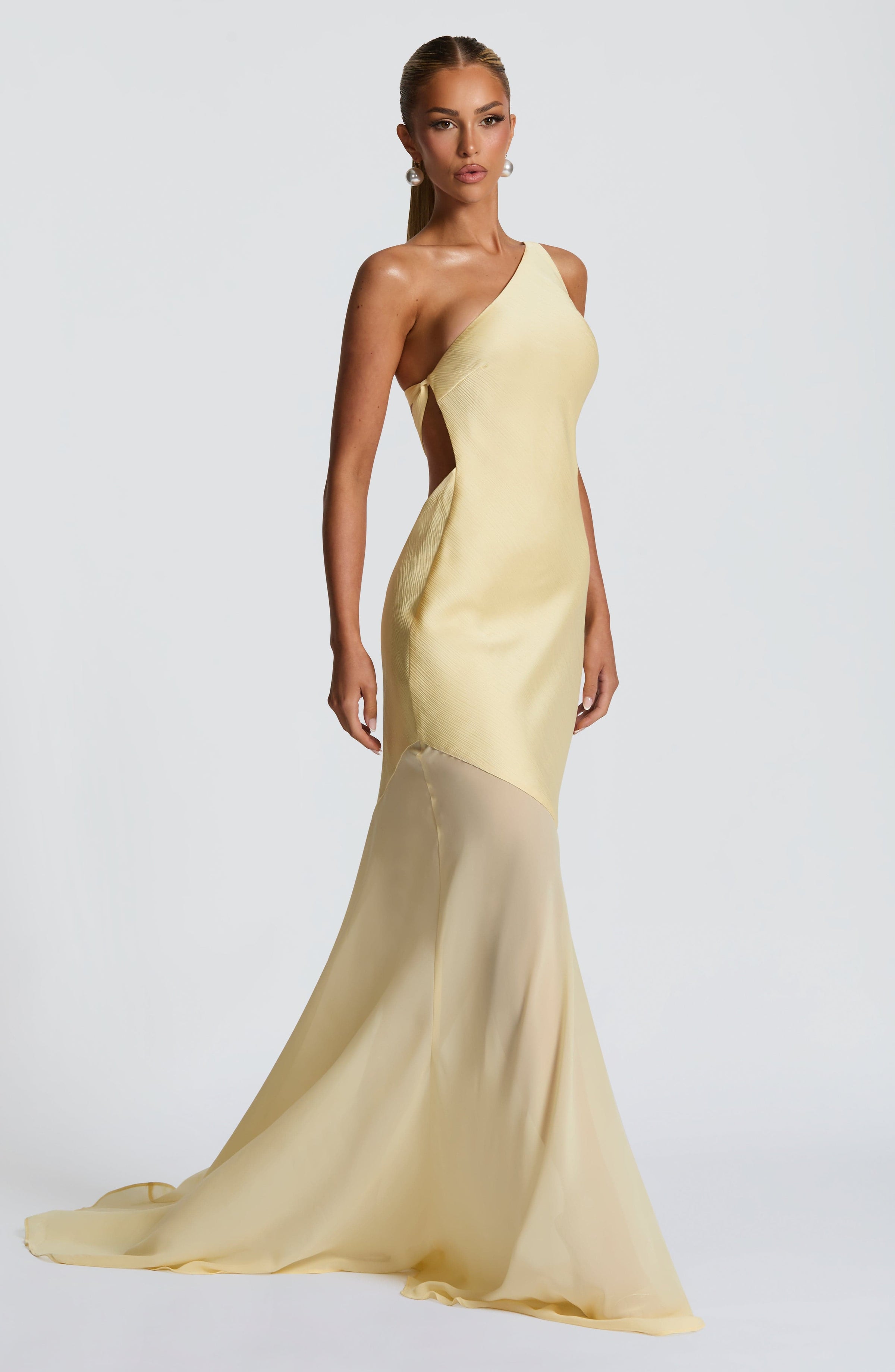 Cheyenne | One-Shoulder Mesh Evening Gown