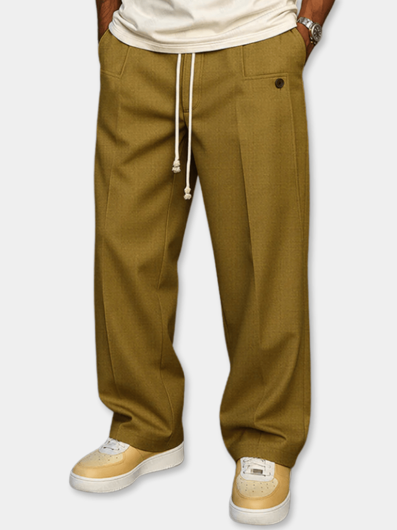 Paul| Drawstring Wide-Leg Cotton Trousers