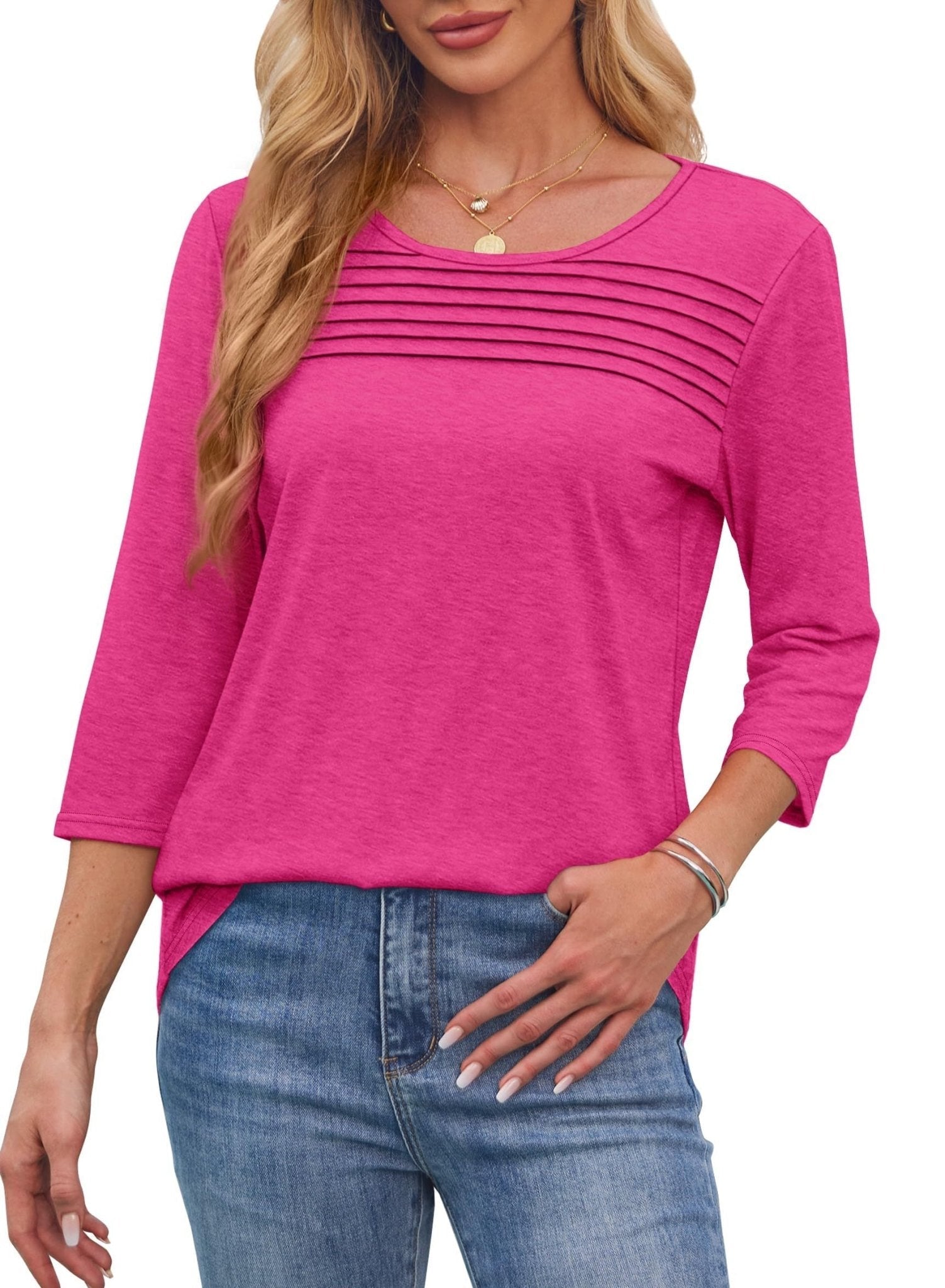 Aspen | Pleated 3/4 Sleeve Top