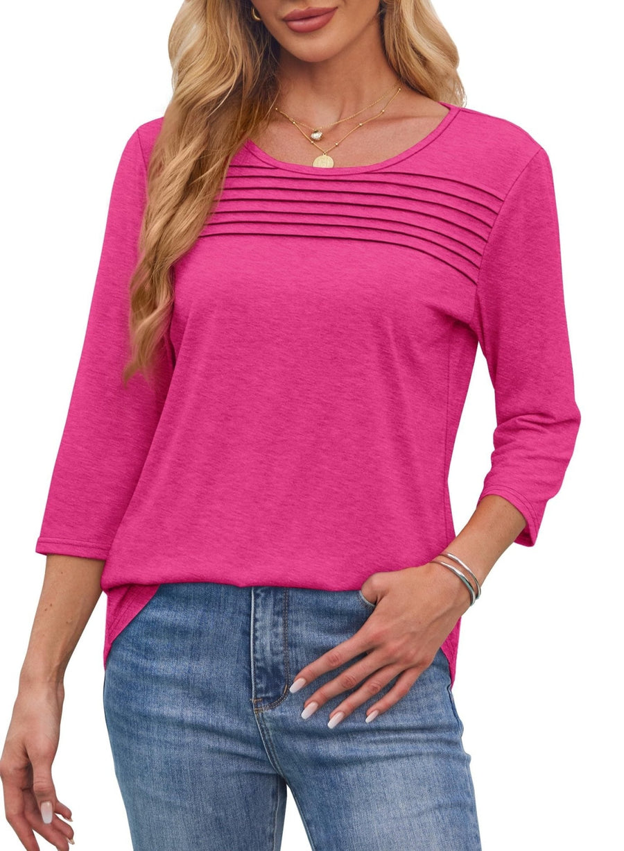 Aspen | Pleated 3/4 Sleeve Top