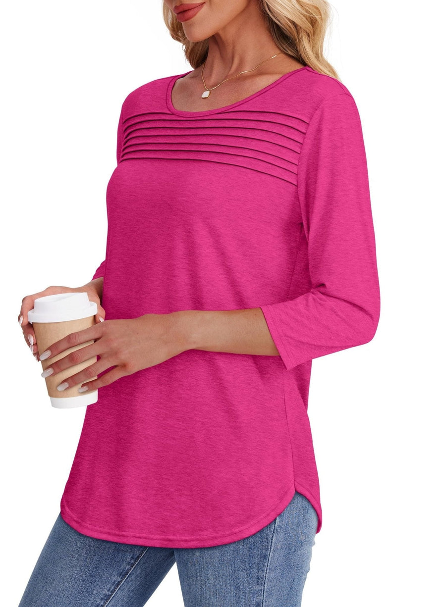 Aspen | Pleated 3/4 Sleeve Top