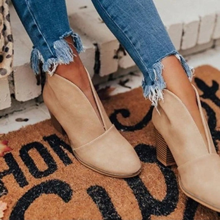 Sheba | Ankle Boots - Almond Toe - Chunky Stacked Heel - Slip-on Casual Wear