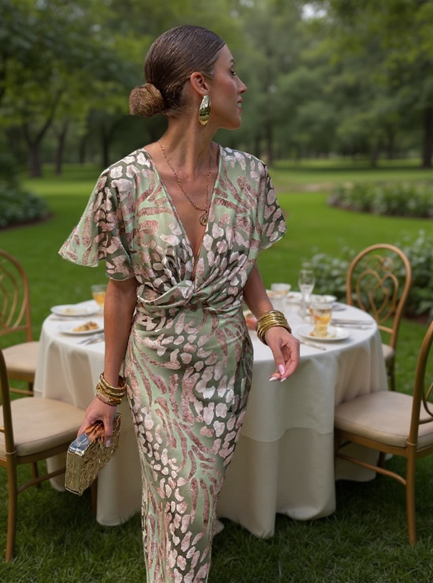 CLARANDRA - COPPER MIDI DRESS