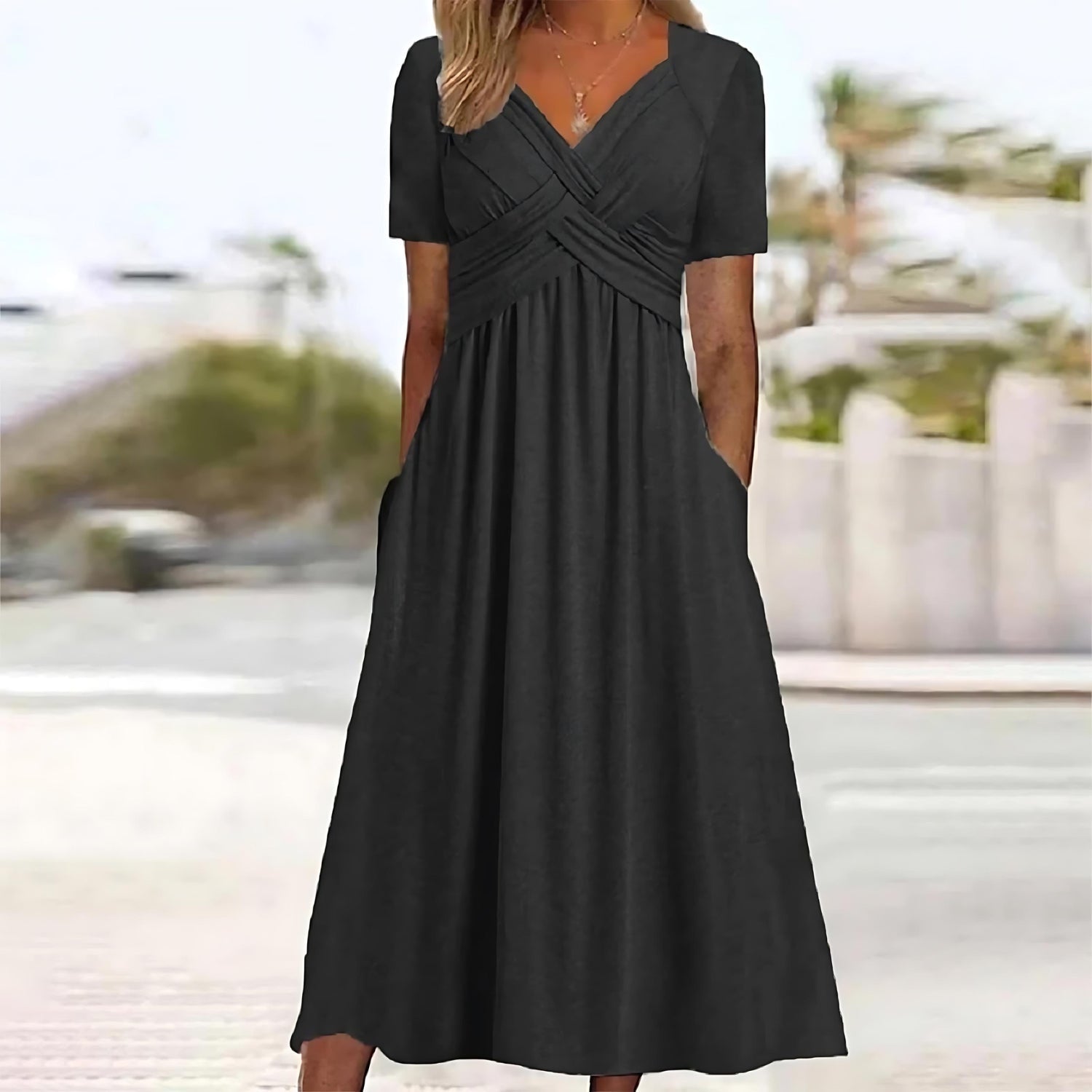 Saylor | Elegant Midi Dress with Flattering Tummy Control
