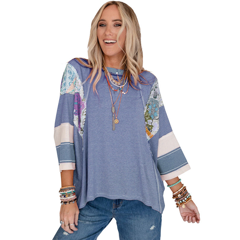 Emer | Lightweight Patchwork Batwing Top