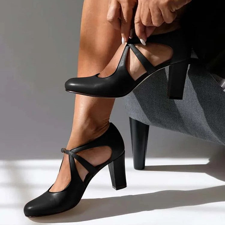 Camilla | Elegant Leather Comfort Heels