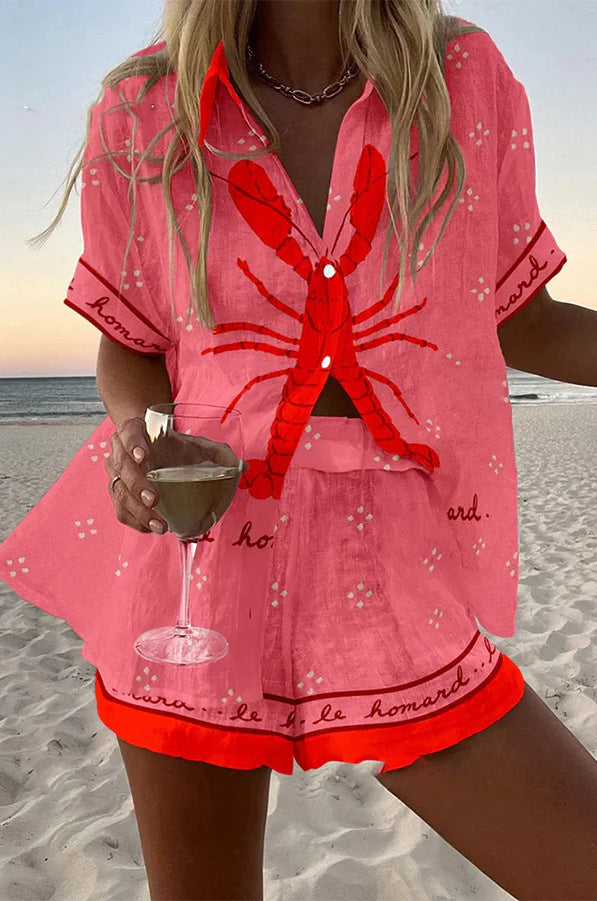 Katrina | Pink Lobster Short Set