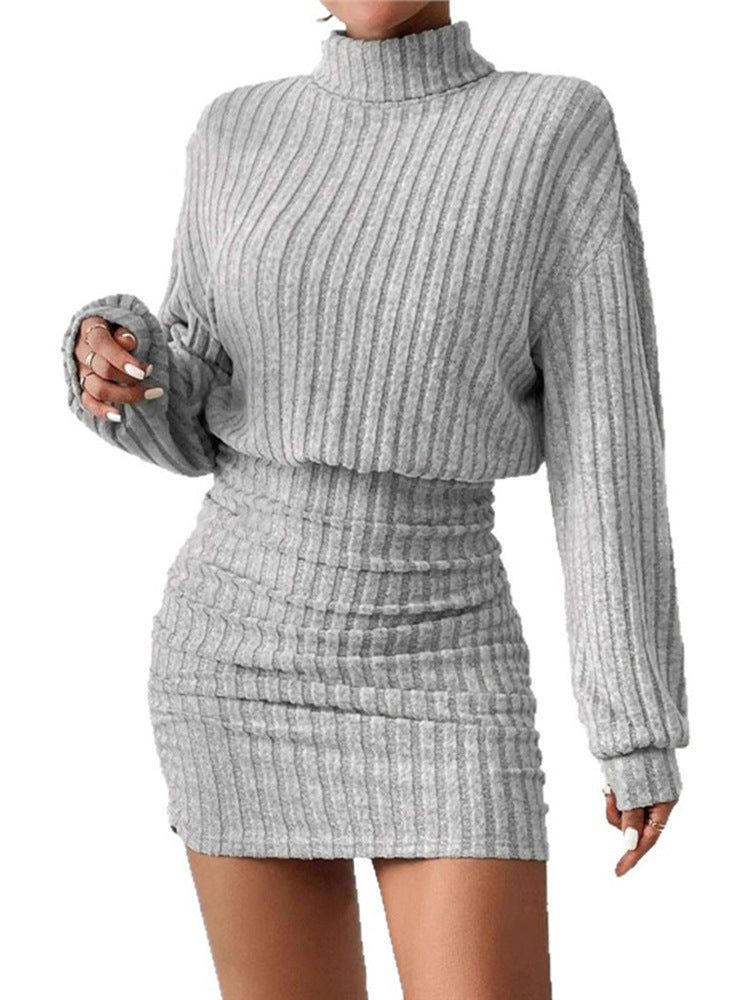 Chloe | Ribbed High-Neck Knit Dress