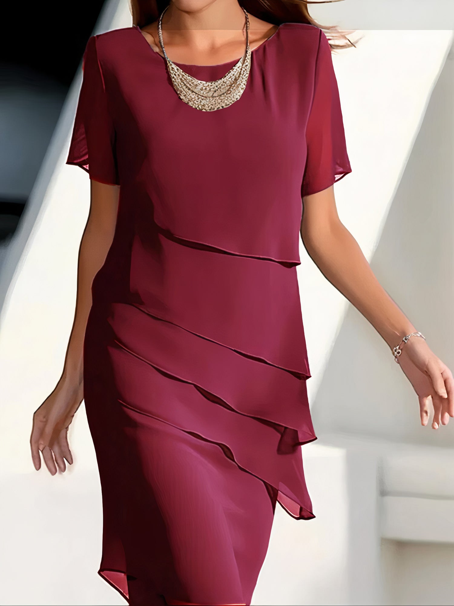 Kimora | Silk Chiffon Pleated Dress