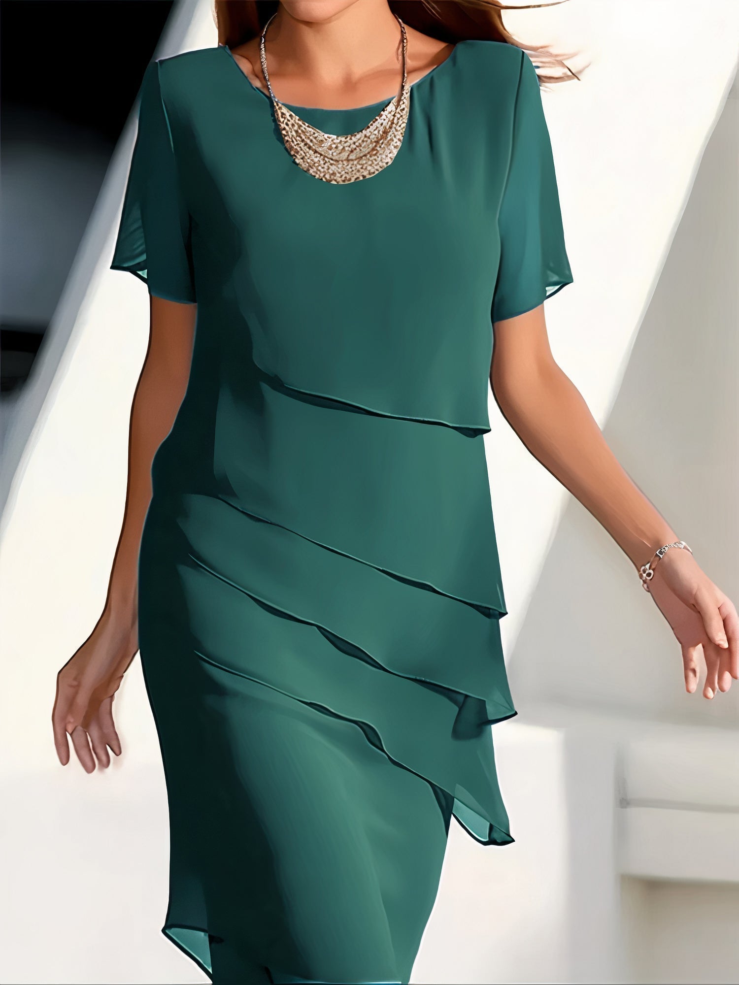 Kimora | Silk Chiffon Pleated Dress