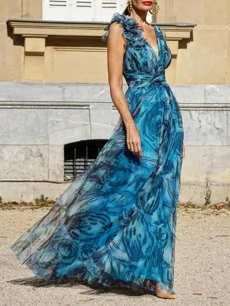 Kamila | Peacock Blue Maxi Dress