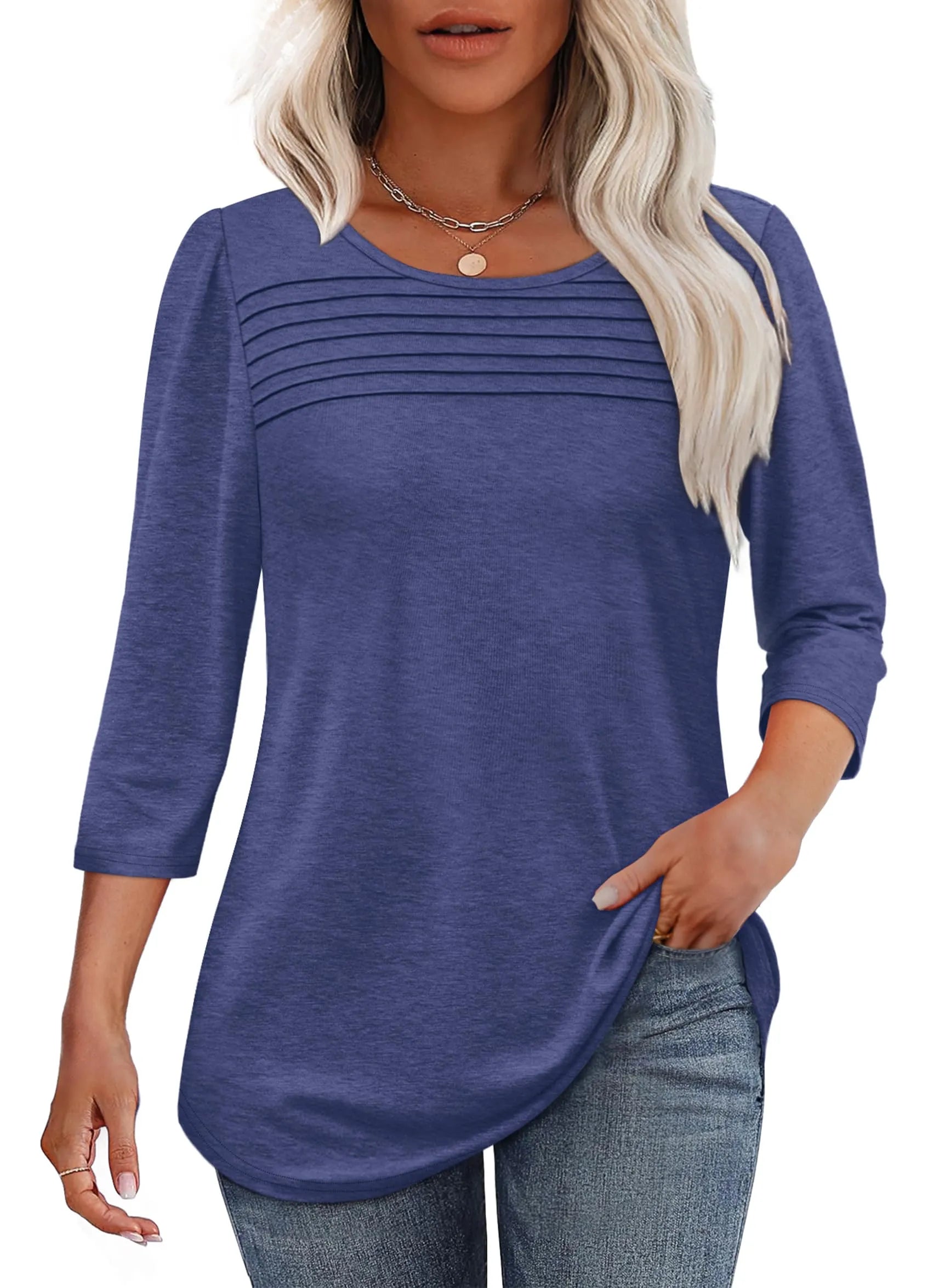 Aspen | Pleated 3/4 Sleeve Top