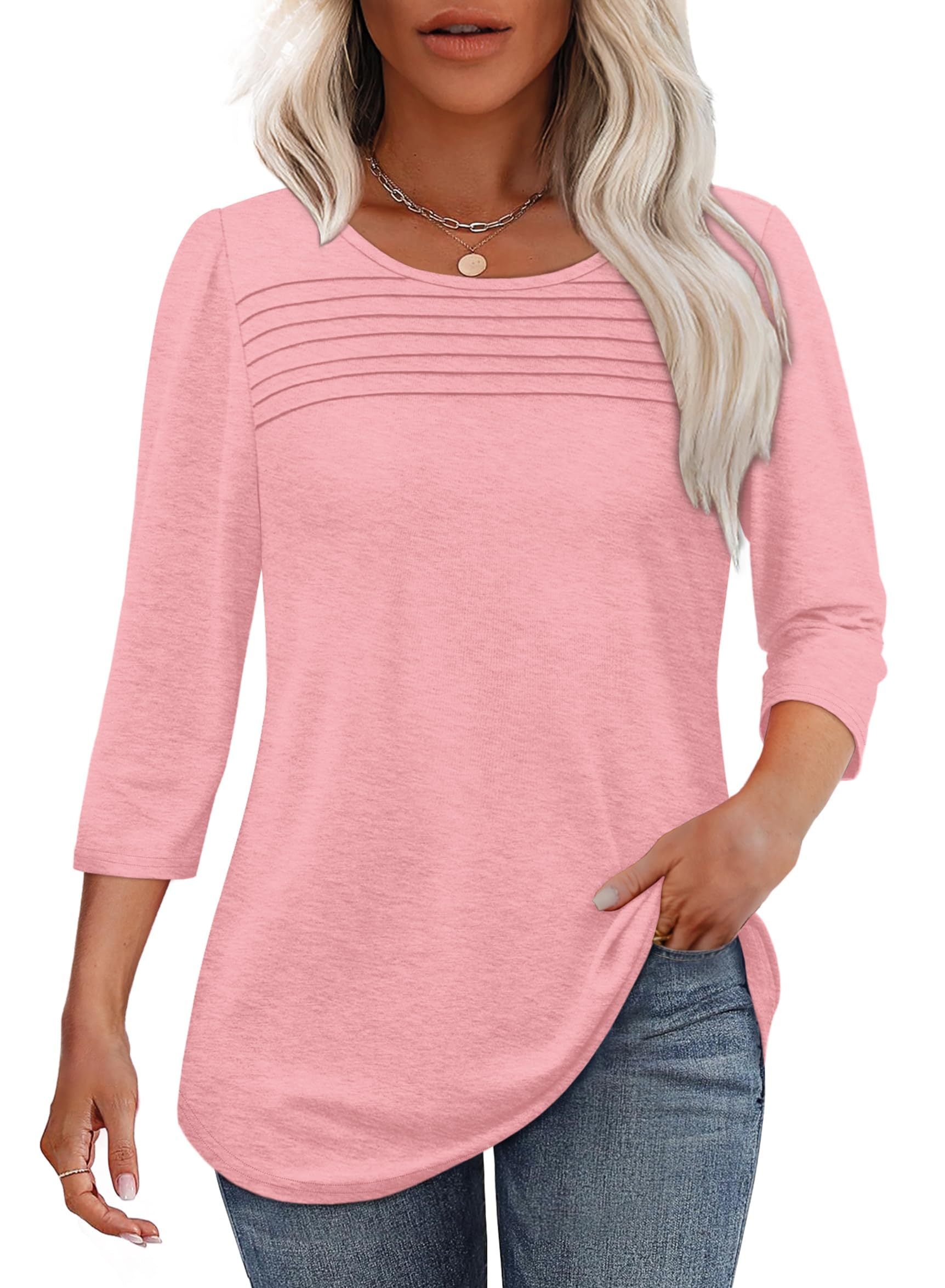 Aspen | Pleated 3/4 Sleeve Top