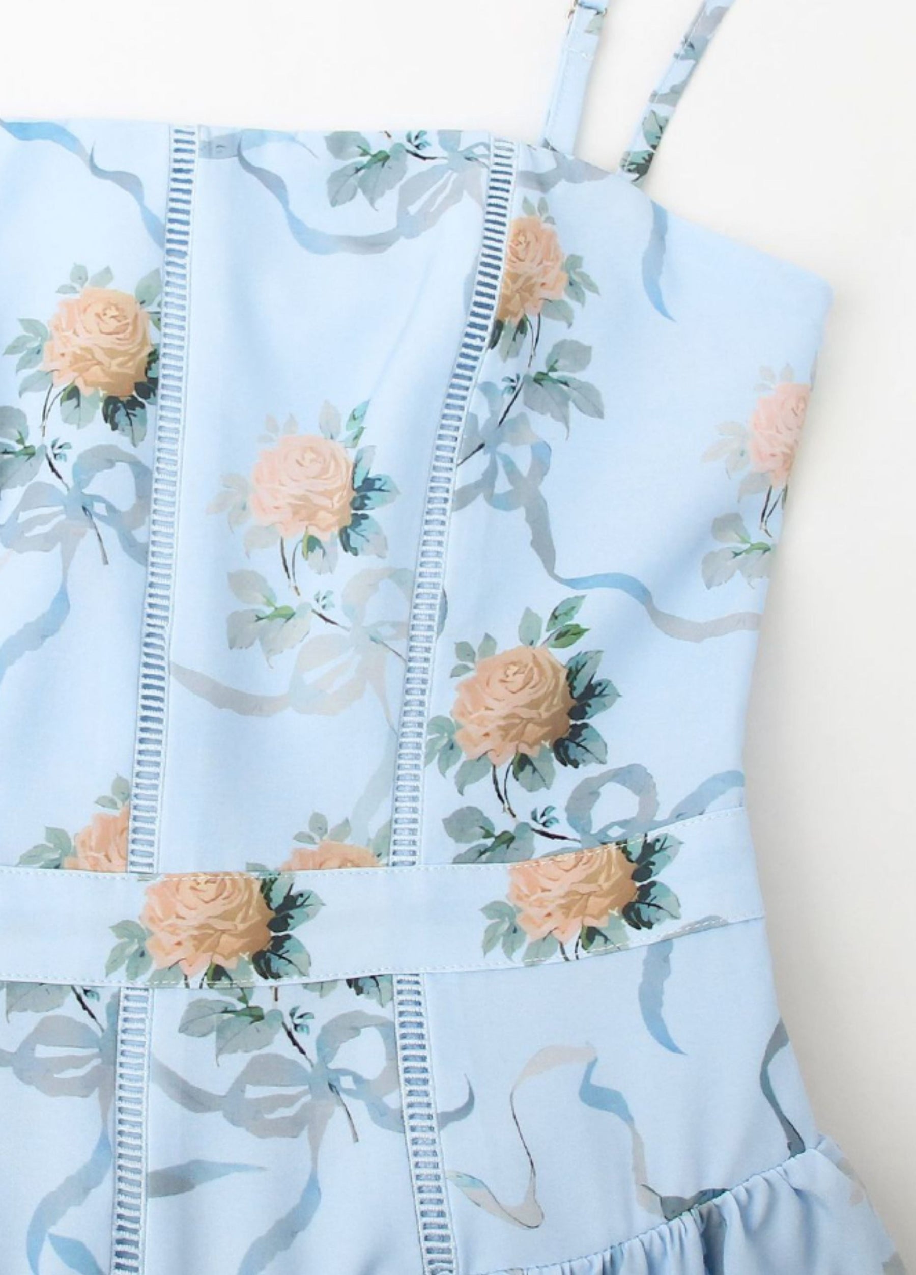 Senna | Bloom Midi Dress – Soft Blue Floral