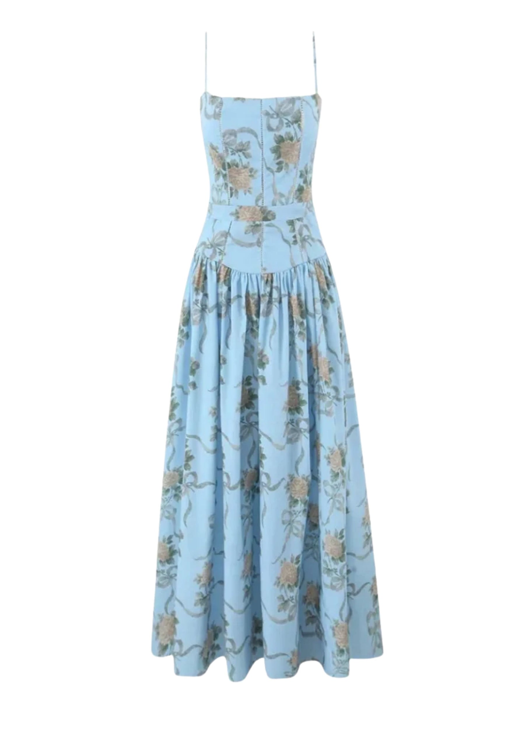 Senna | Bloom Midi Dress – Soft Blue Floral