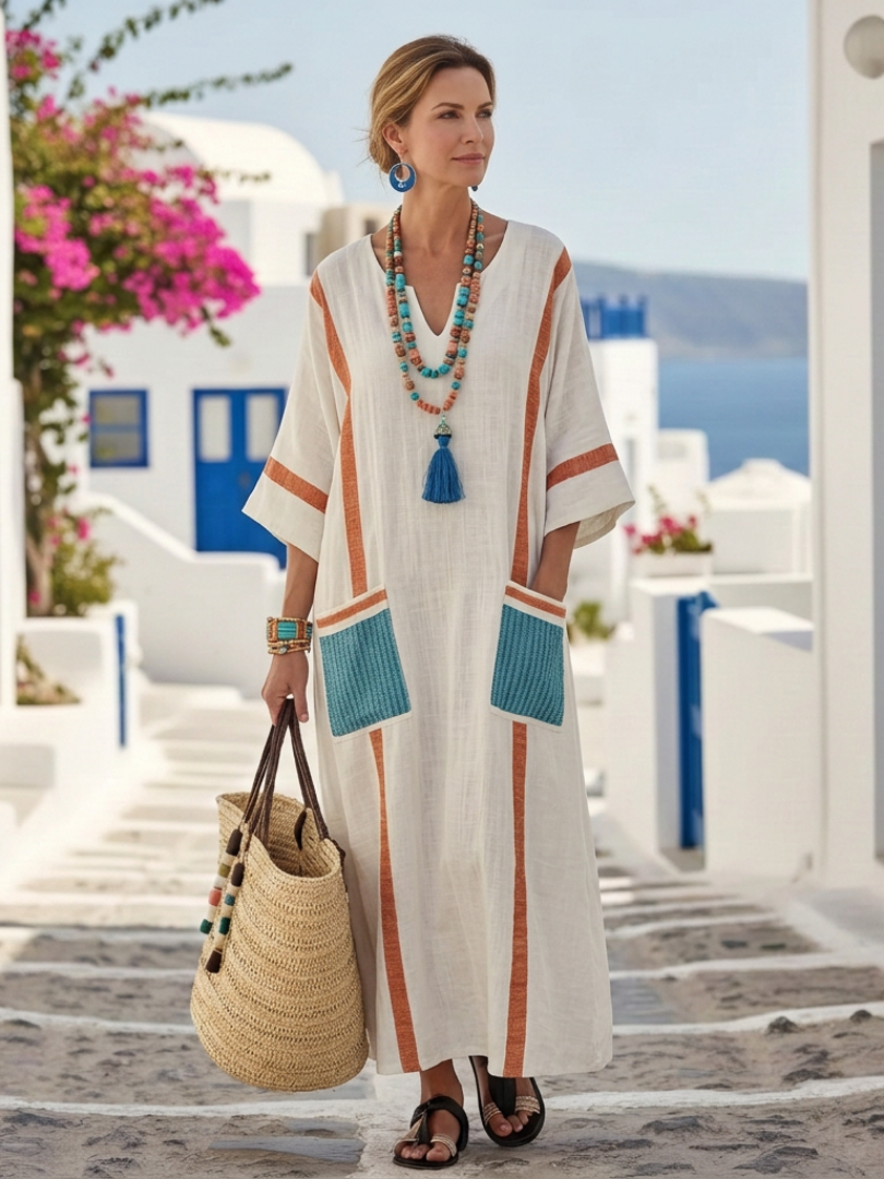 Scarlett | V Neck Half Sleeve Pocket Maxi Dress