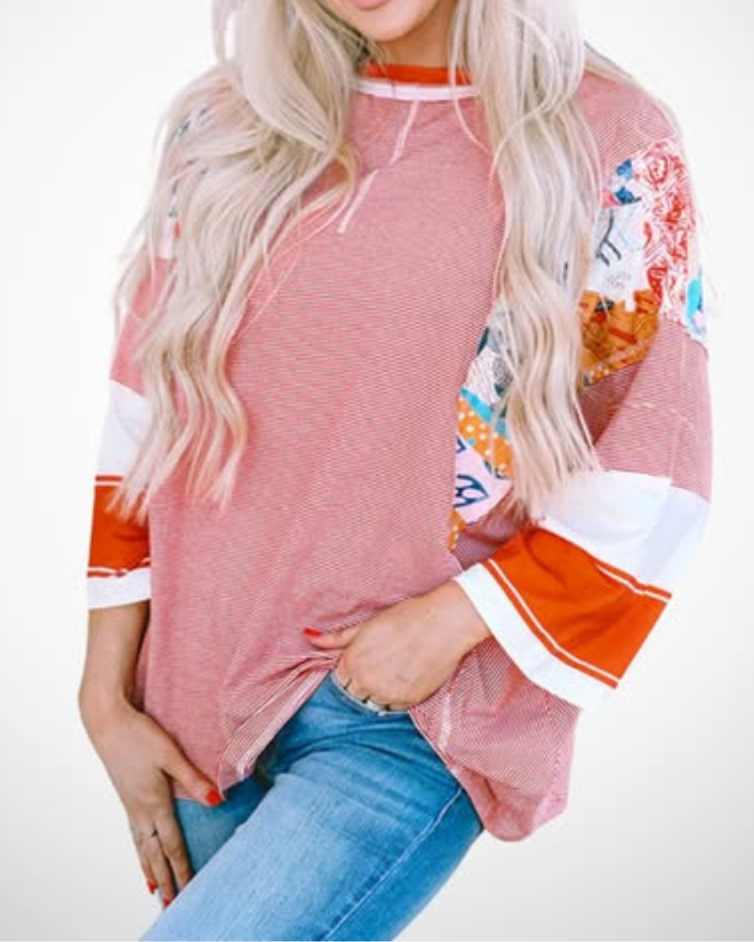 Emer | Lightweight Patchwork Batwing Top