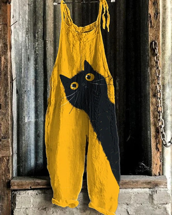 Kiara | Classic Lightweight Cat Print Jumpsuit