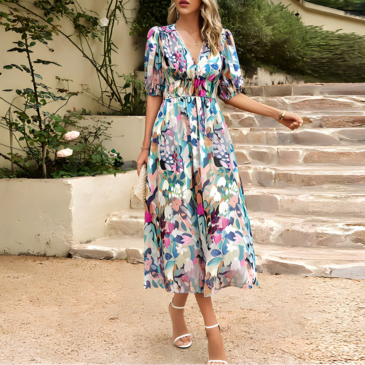 Alexandria | V-Neck Midi Dress