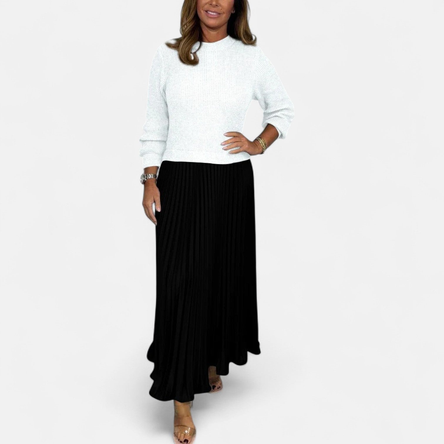 Karlee | Maxi Dress with Sweater and Pleated Skirt