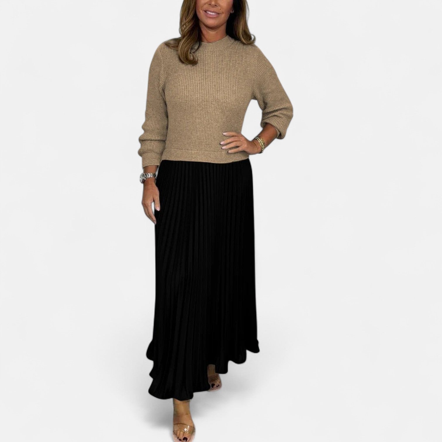 Karlee | Maxi Dress with Sweater and Pleated Skirt