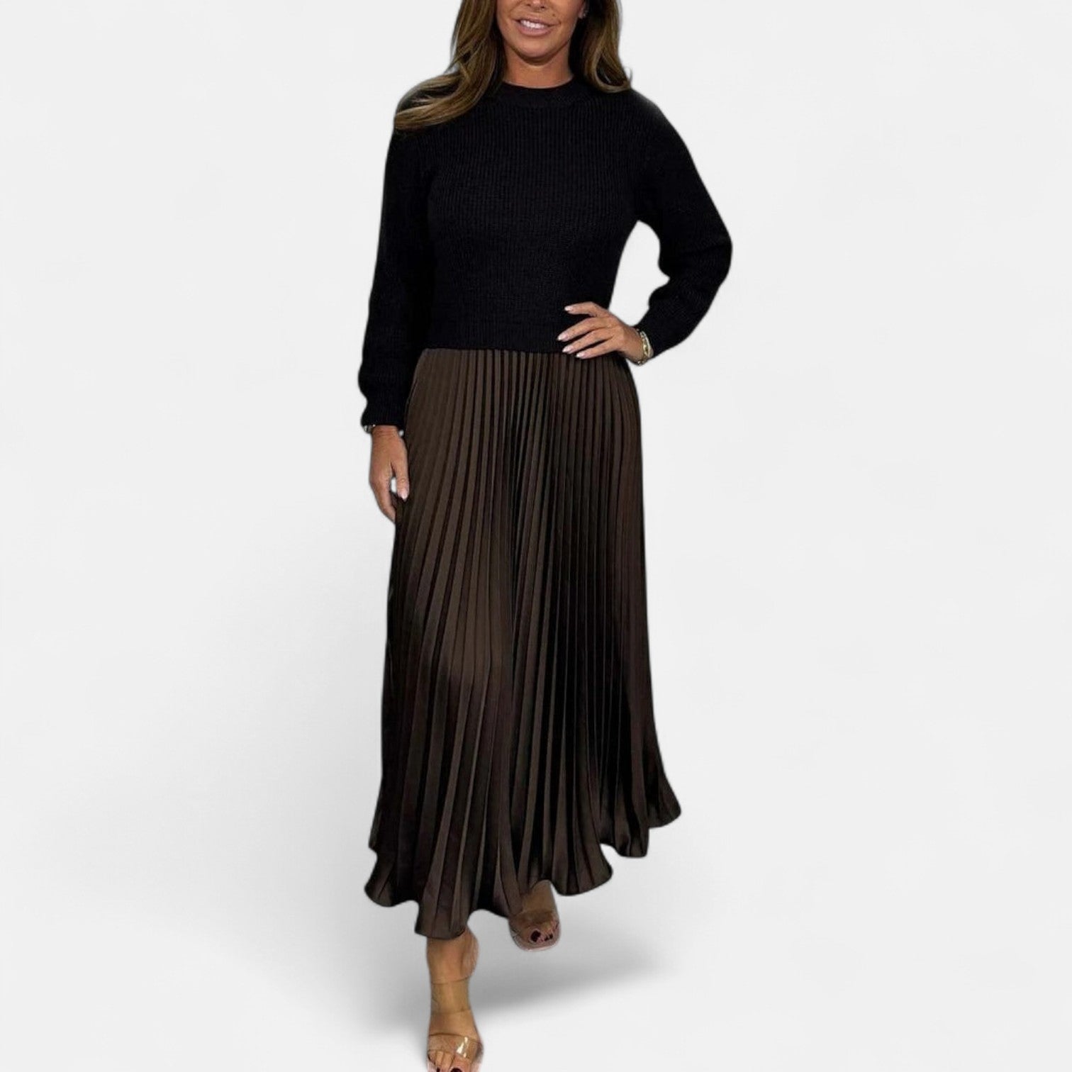 Karlee | Maxi Dress with Sweater and Pleated Skirt