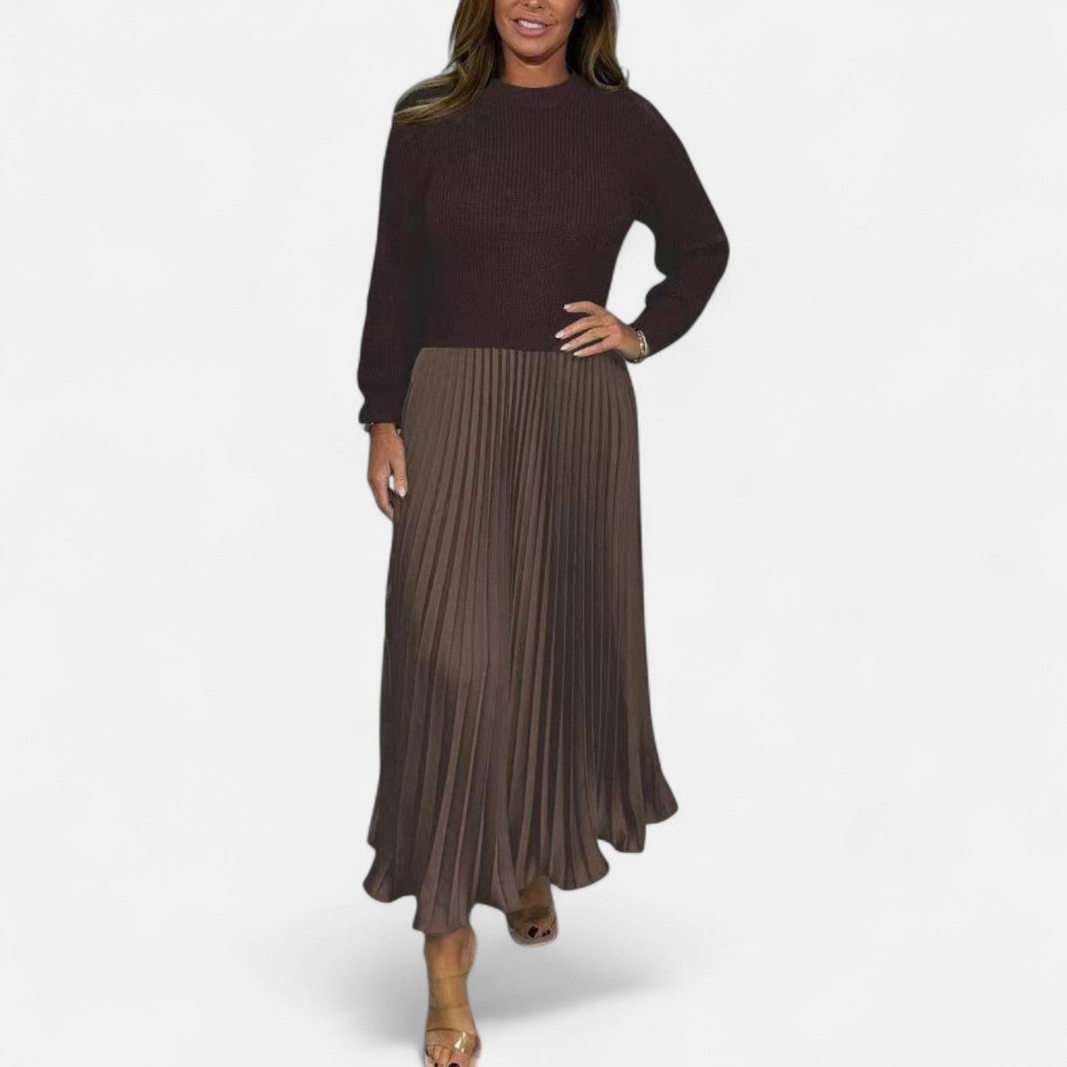 Karlee | Maxi Dress with Sweater and Pleated Skirt