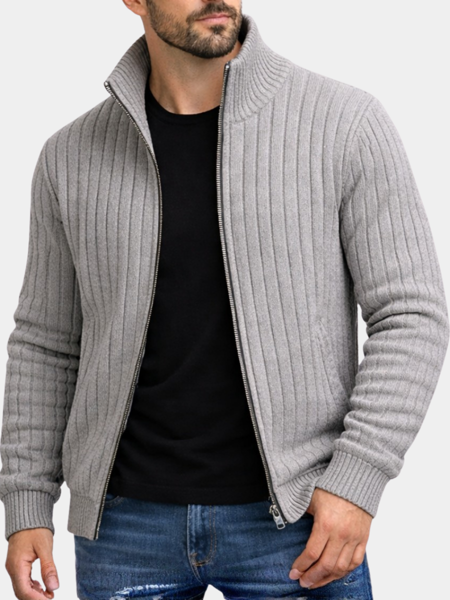 Richie - Classic Ribbed Zip Cardigan
