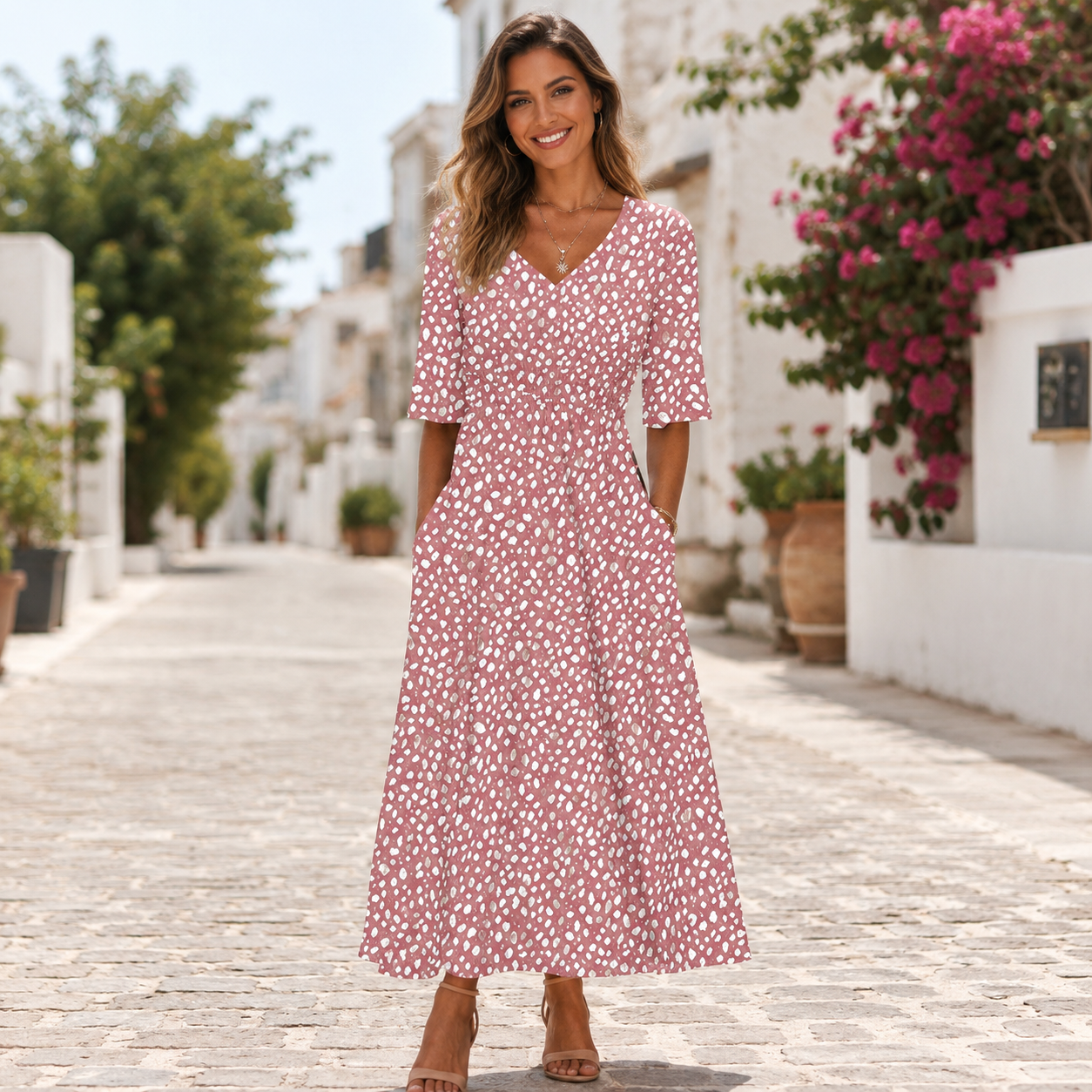 Francesca | Elegant Midi Dress with Tummy Concealing Design