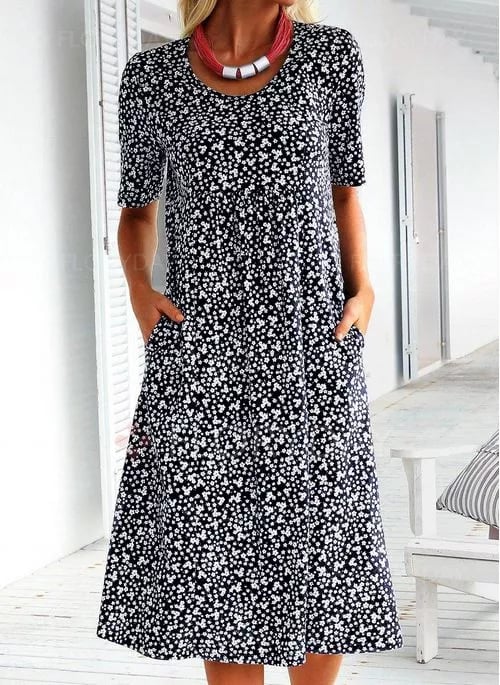 Dove | Round Neck Floral Dress