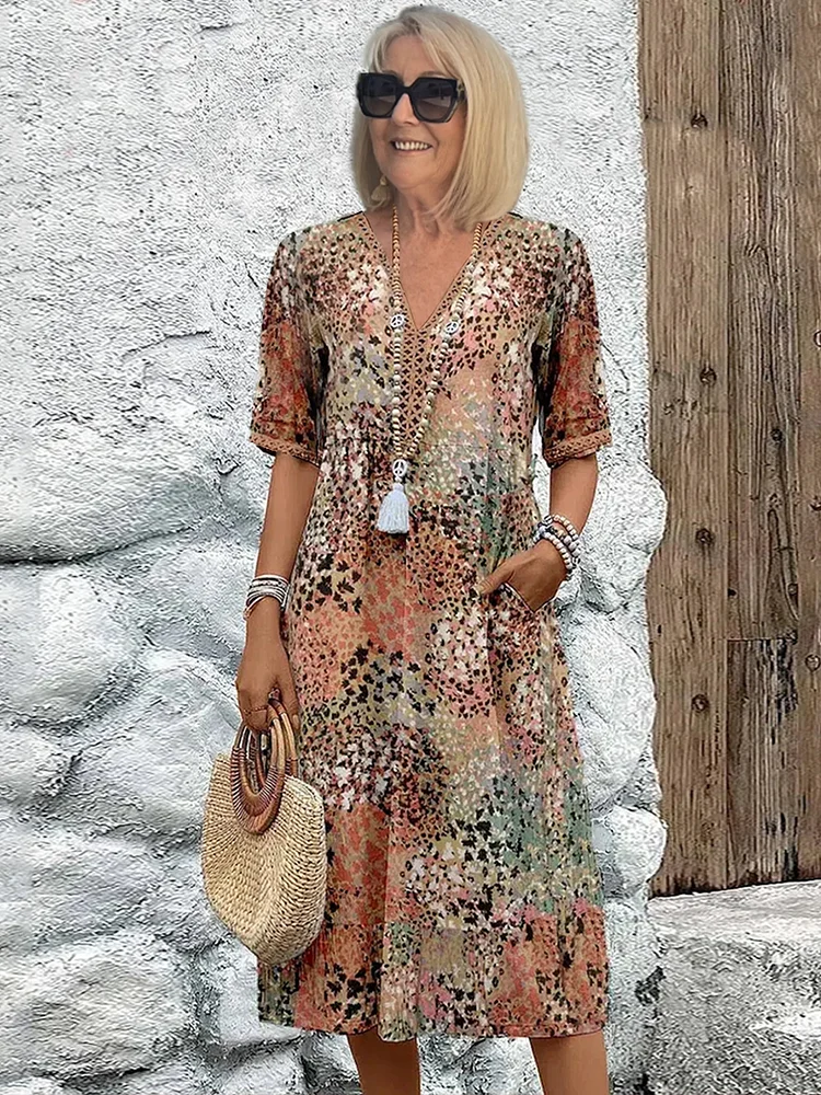GLORIA | VIBRANT MIDI DRESS WITH ELEGANT TUMMY COVERAGE