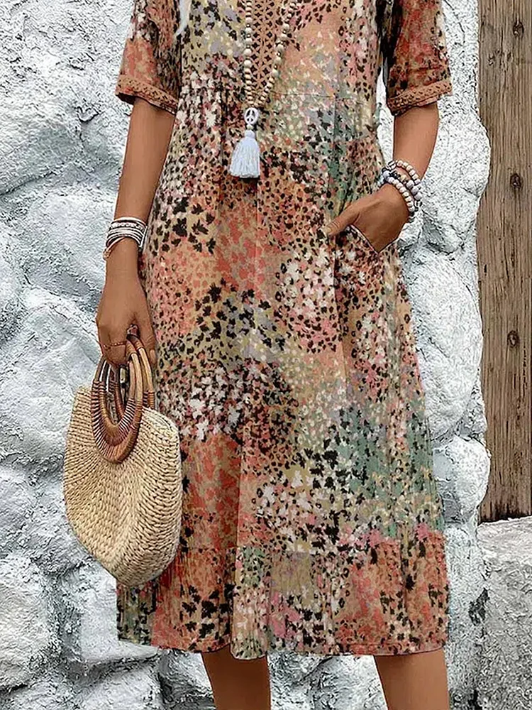 GLORIA | VIBRANT MIDI DRESS WITH ELEGANT TUMMY COVERAGE