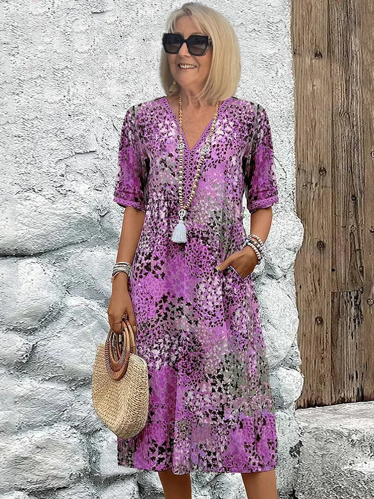 GLORIA | VIBRANT MIDI DRESS WITH ELEGANT TUMMY COVERAGE