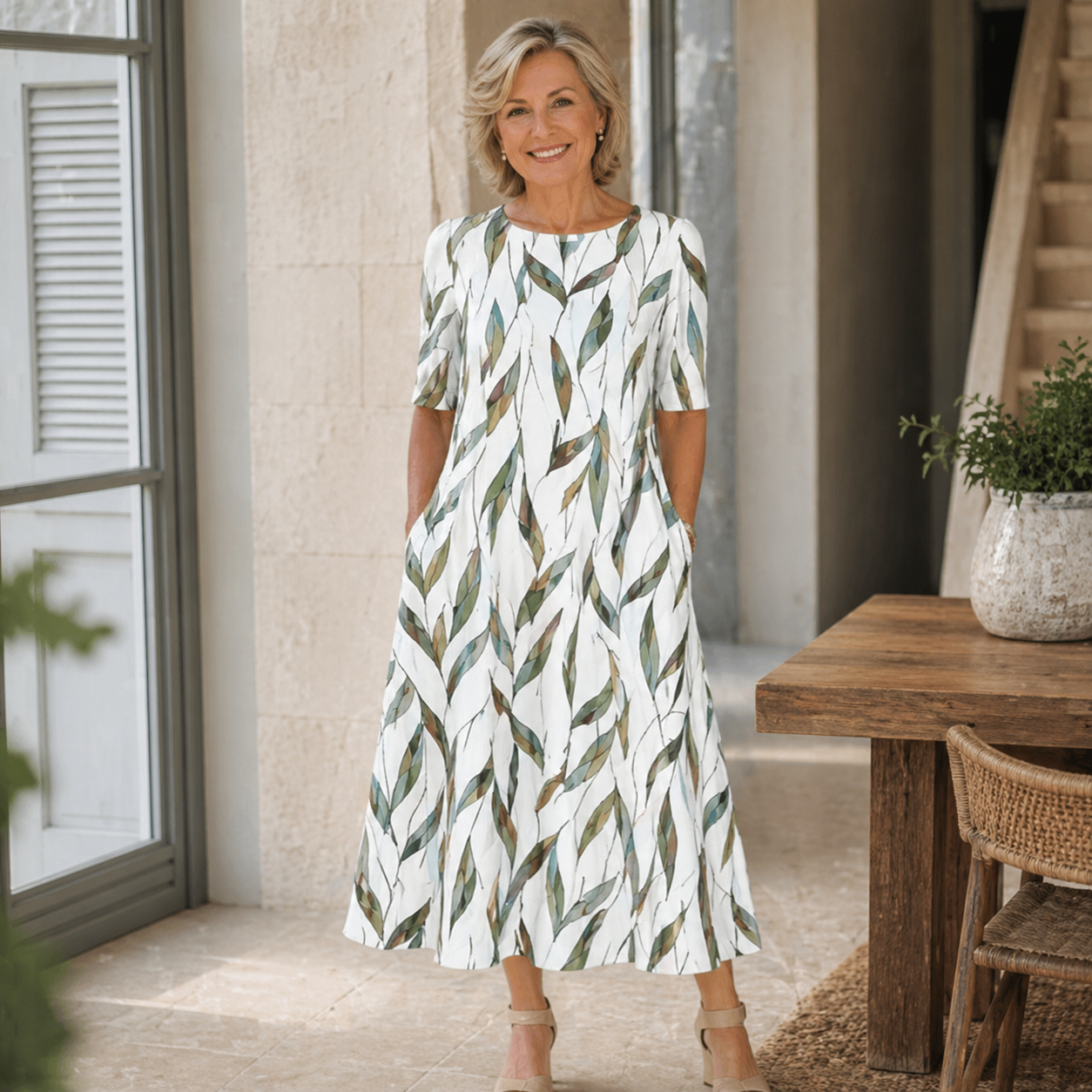Sarah™ | Elegant Floral Midi Dress
