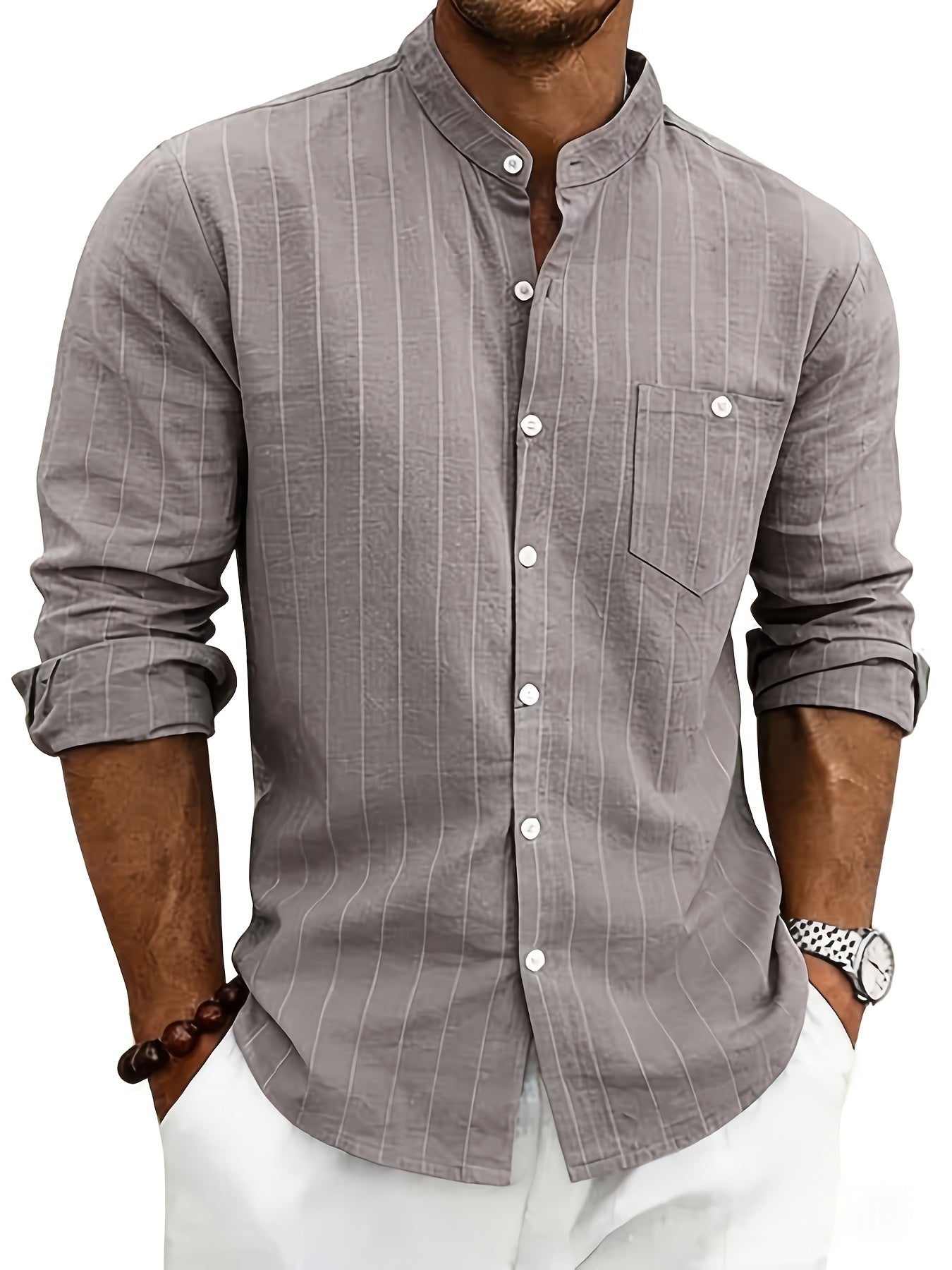 Auden | Men's Retro Striped Linen Shirt