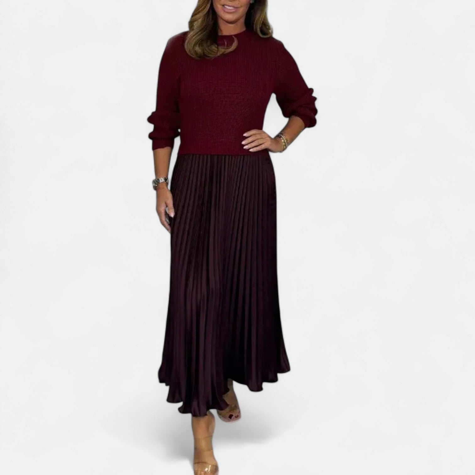 Karlee | Maxi Dress with Sweater and Pleated Skirt
