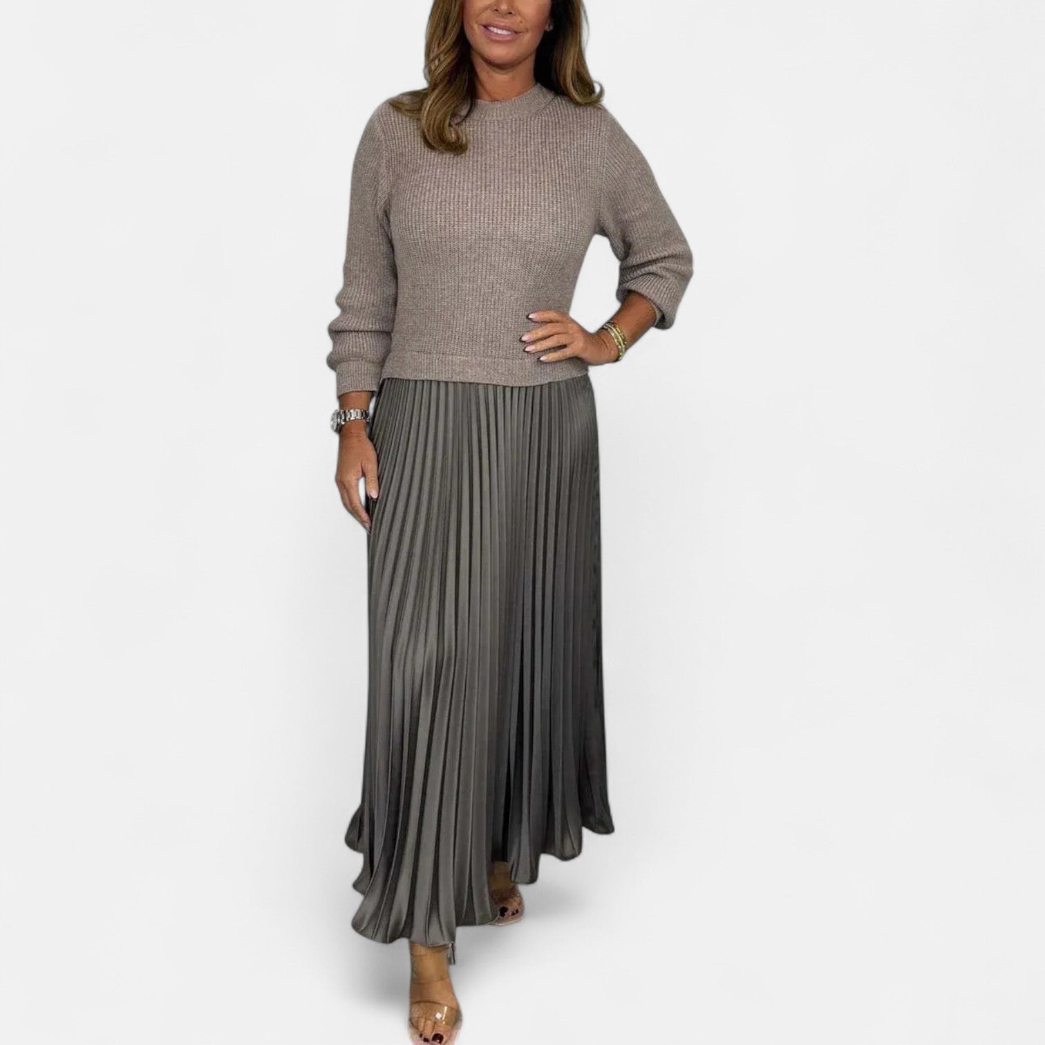 Karlee | Maxi Dress with Sweater and Pleated Skirt