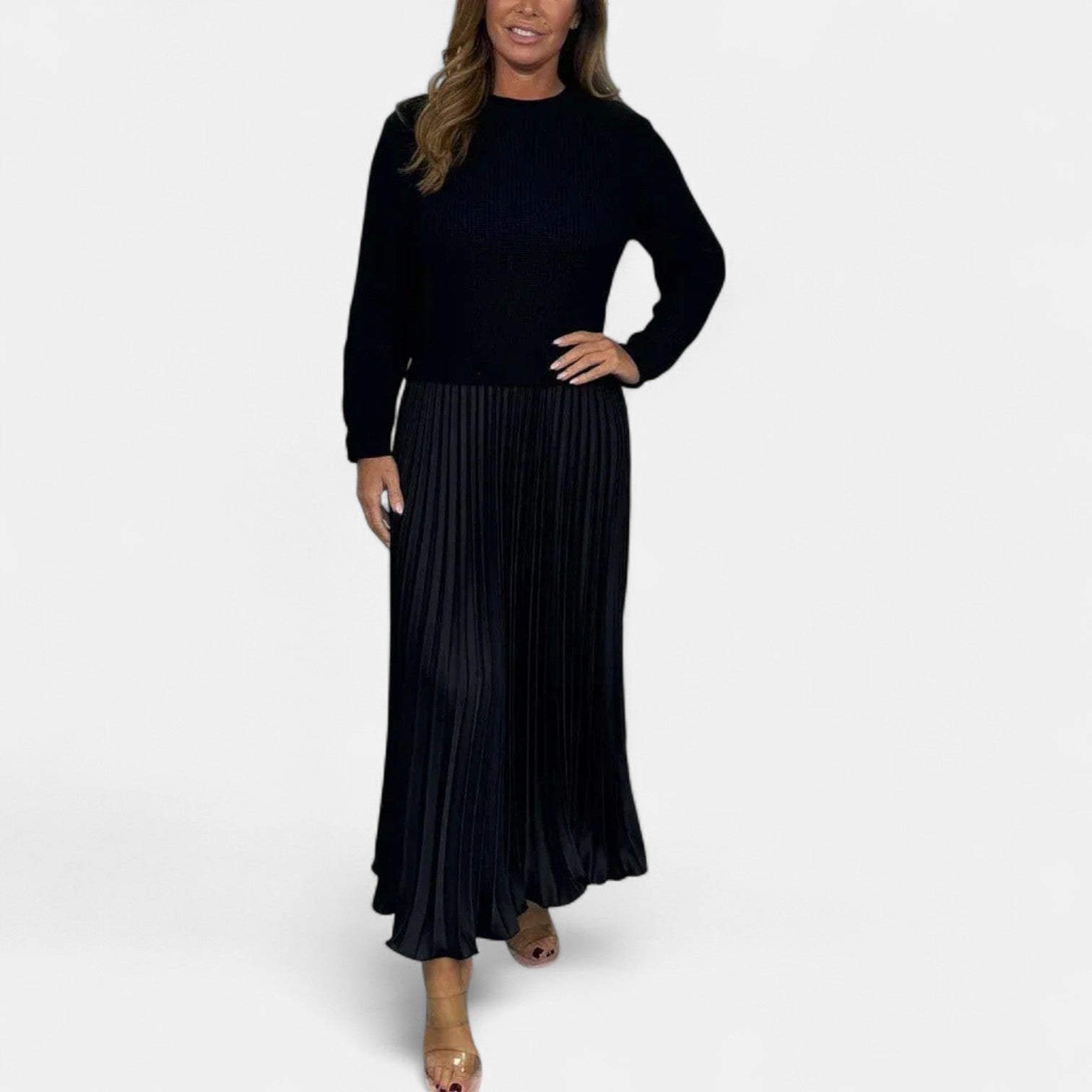 Karlee | Maxi Dress with Sweater and Pleated Skirt