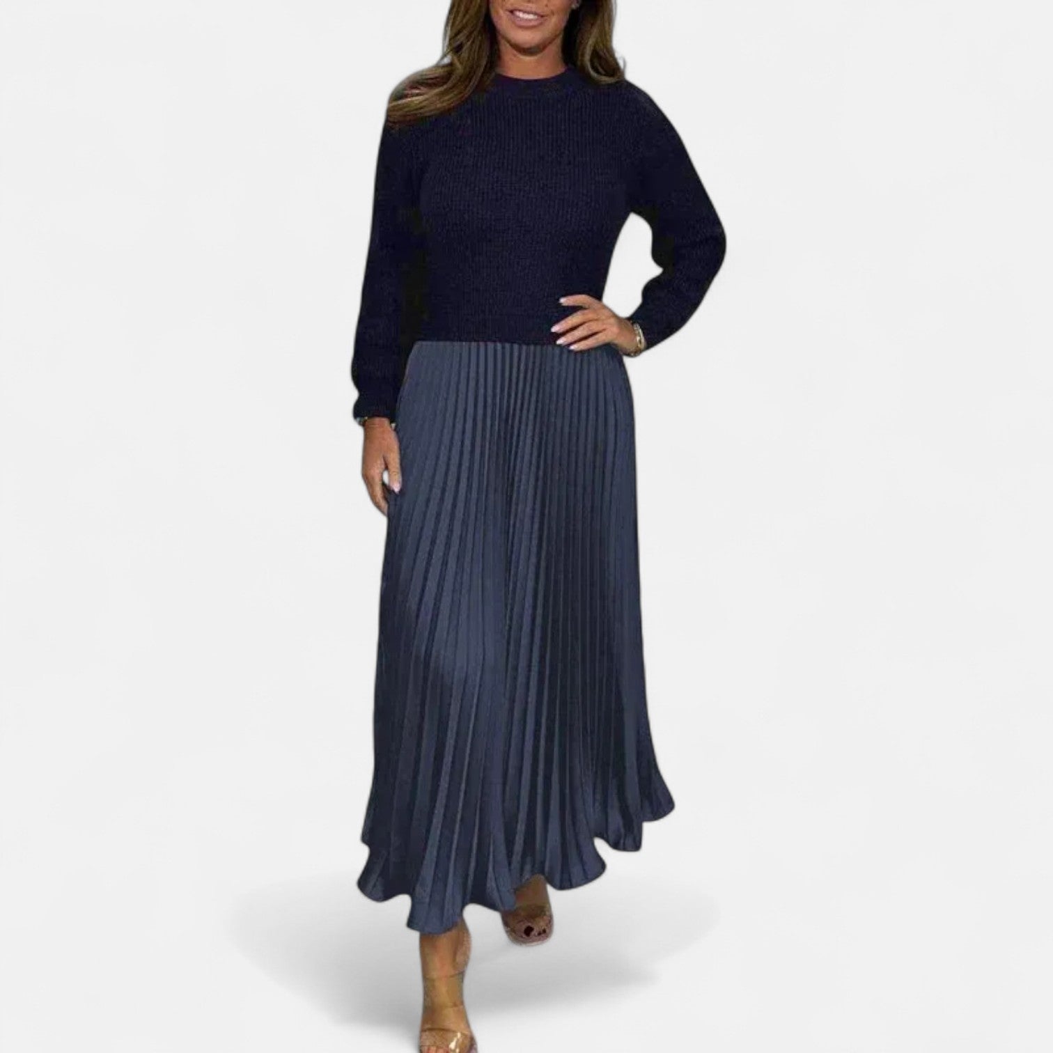 Karlee | Maxi Dress with Sweater and Pleated Skirt