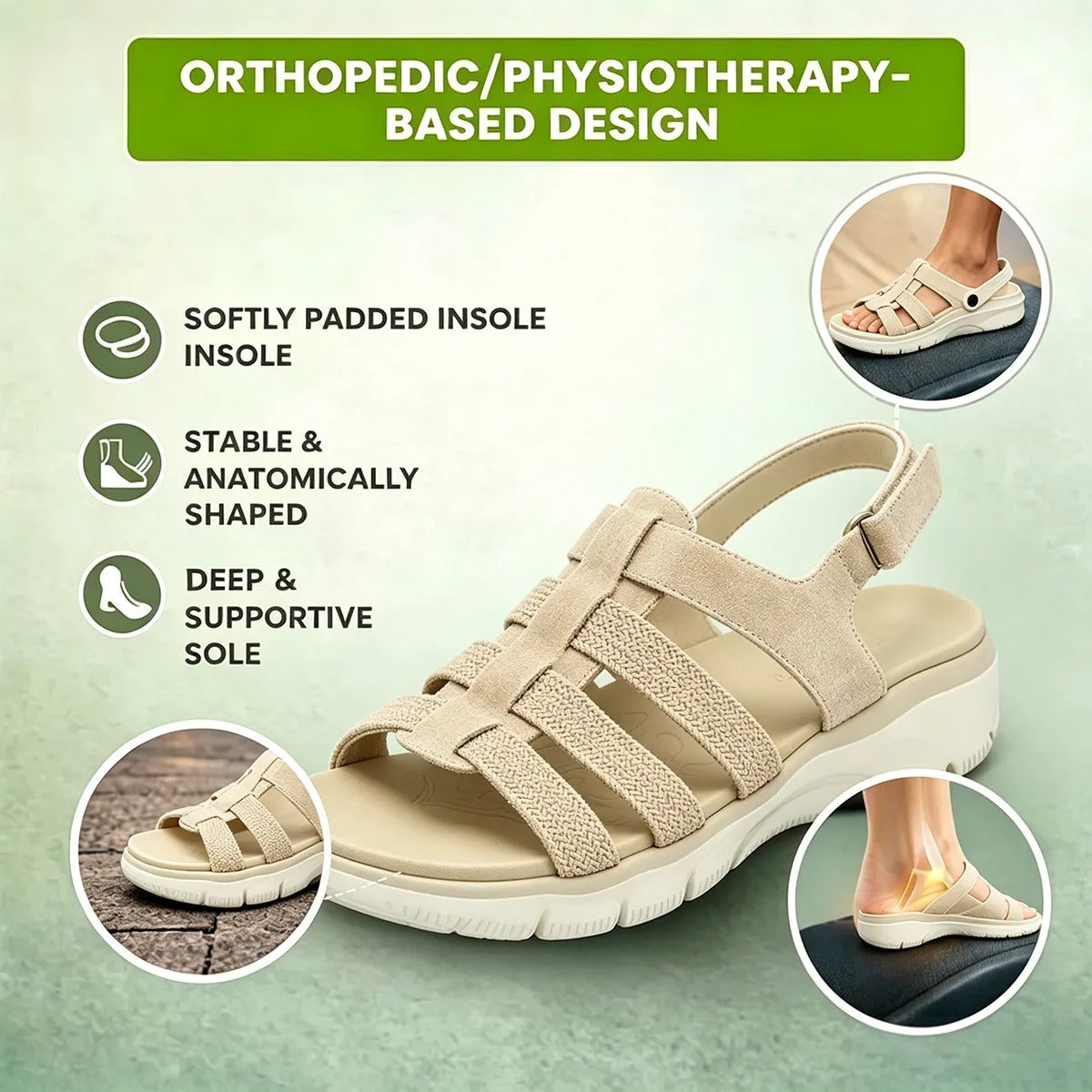 Ava- Women's Comfortable Wedge Orthopaedic Sandals