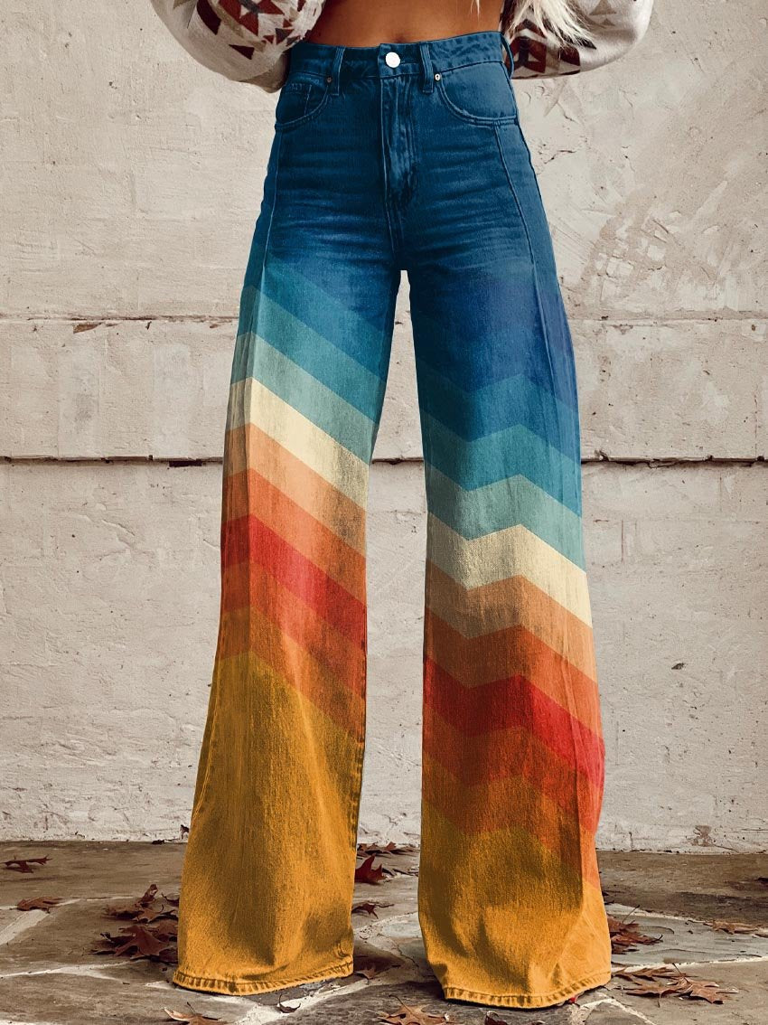 Brooklynn | Sunset Chevron Wide-Leg Pants
