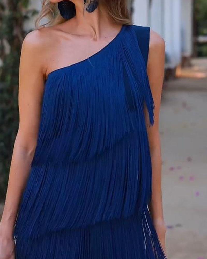 Endora | Off Shoulder Elegant Fringe Dress