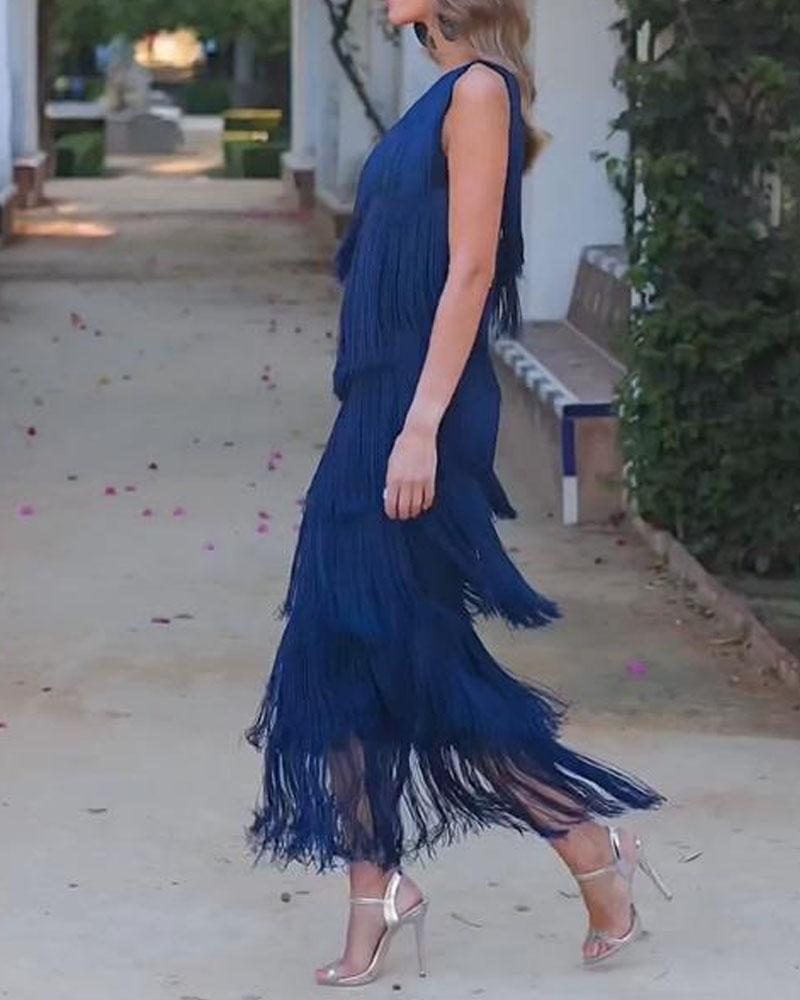 Endora | Off Shoulder Elegant Fringe Dress